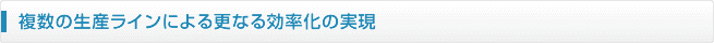 複数の生産ラインによる更なる効率化の実現